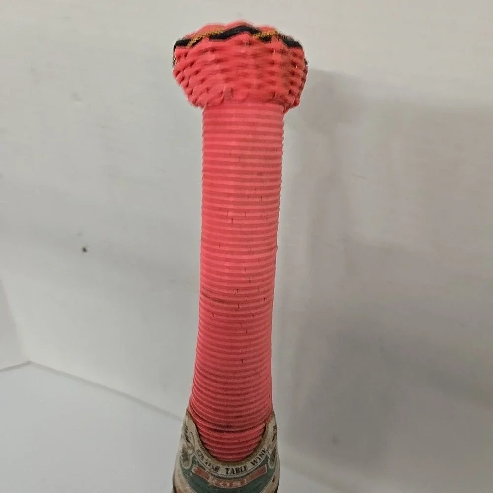 Vintage Italian Woven Vinyl Glass Bottle Decanter 17.75in MCM 1960s Barware